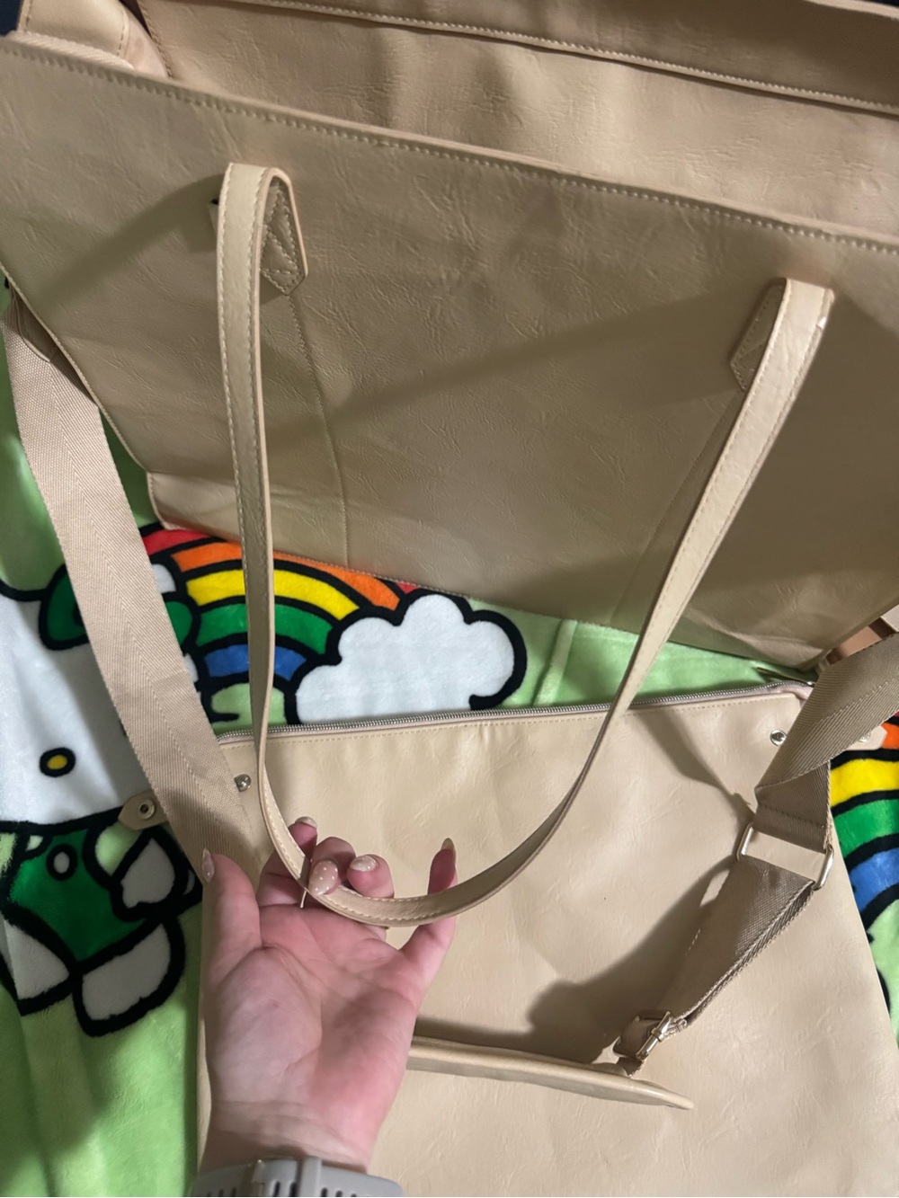Beige Women's Tote Bag with Adjustable Strap
